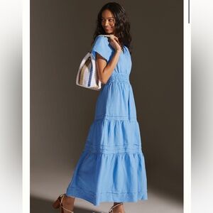 NWT ANTHROPOLOGIE - The Somerset Maxi Dress: Linen Edition.  Lyrics size XXS
